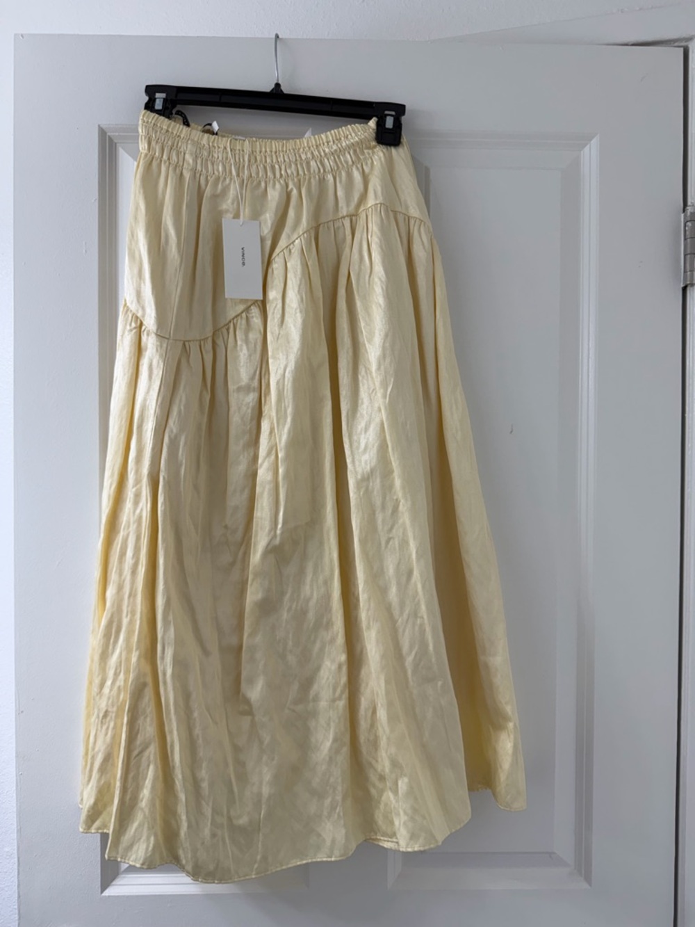 Vince Pale Yellow Tiered Maxi Skirt